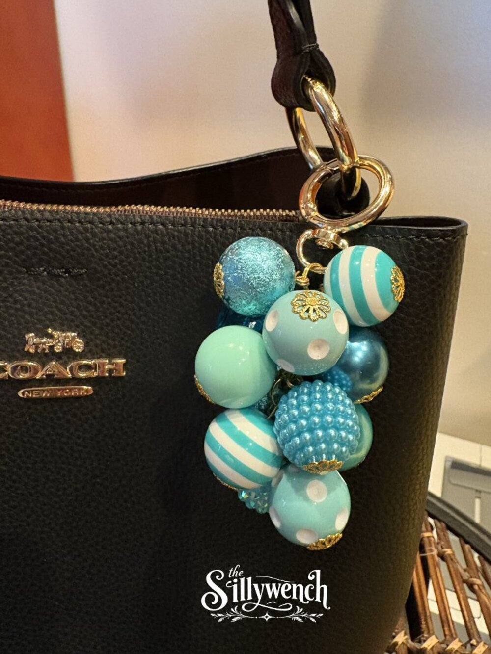 Sparkling Ice Bag Charm, gold-toned